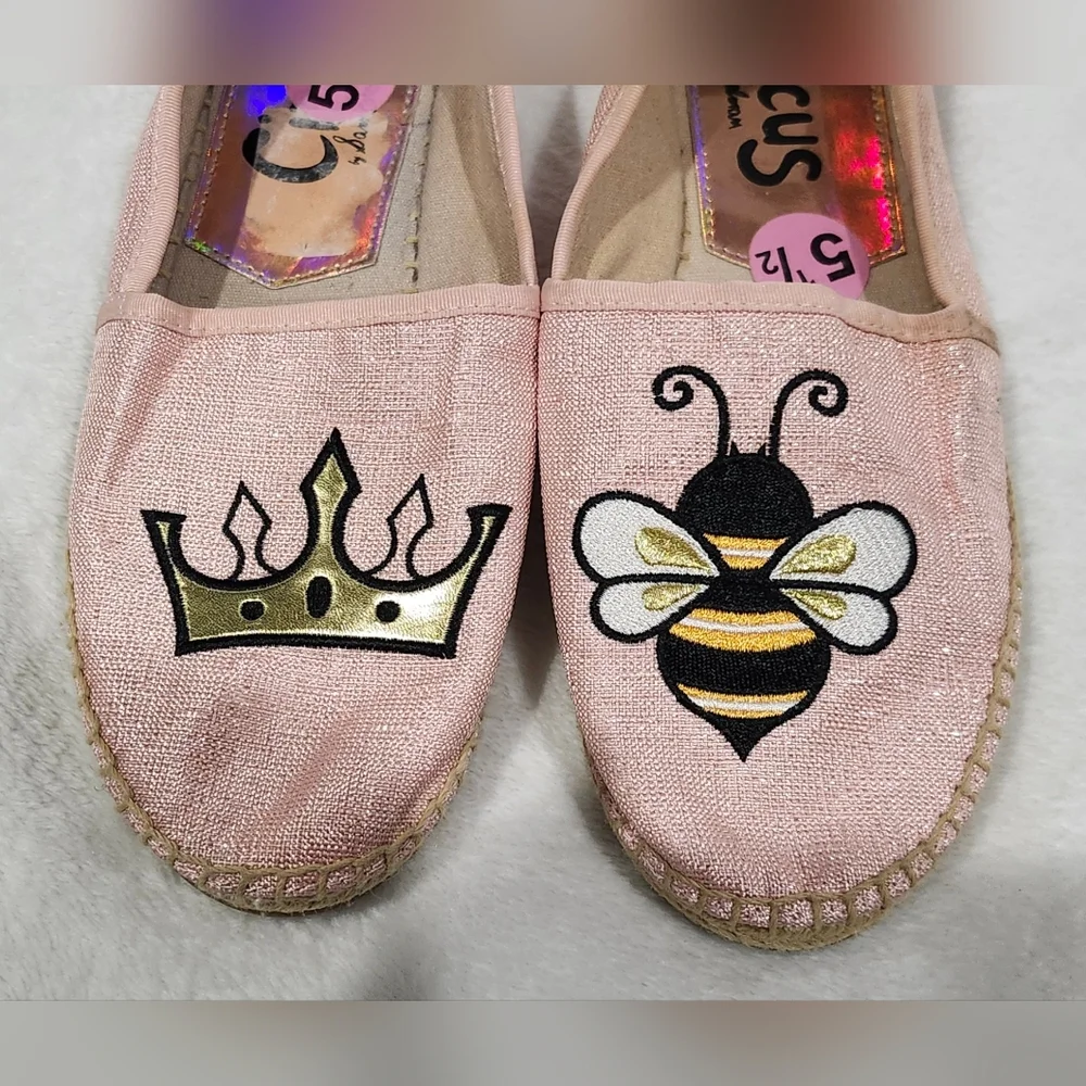 Sam Edelman Circus Leni Queen Bee Pink Espadrille Flats Women's Size 5.5
